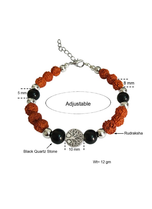 Stylish  Tree of life Black Quartz Rudraksha Bracelet